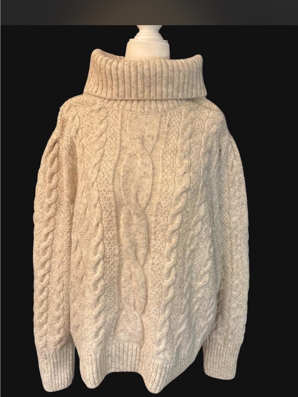 2X Cozy Cable Knit Wool Turtleneck Sweater - Cream